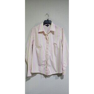 Land's End - 16W Pink, Yellow & White Stripped Shirt /Blouse, long sleeve